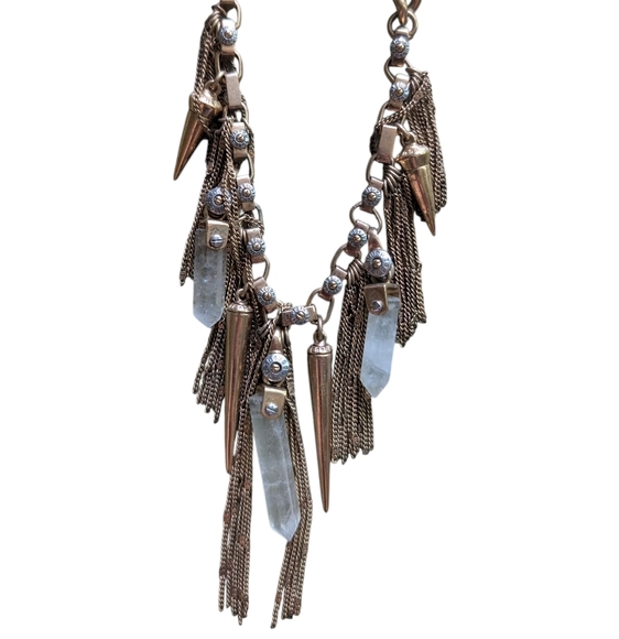 Henri Bendel Gold Chain Necklace With Crystal And Triangle Shaped Charms - Picture 4 of 8